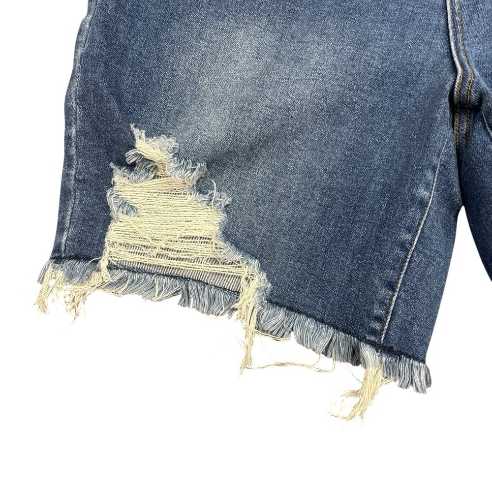 Judy Blue Women's Mid Rise Distressed Stretch Raw Denim Cut Off Shorts 1X - Picture 3 of 9
